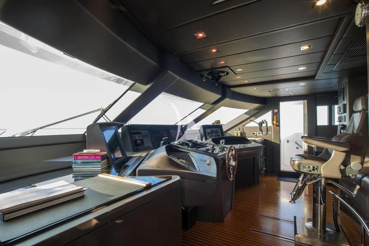 a room with many computers and cameras aboard NELA Yacht for Charter