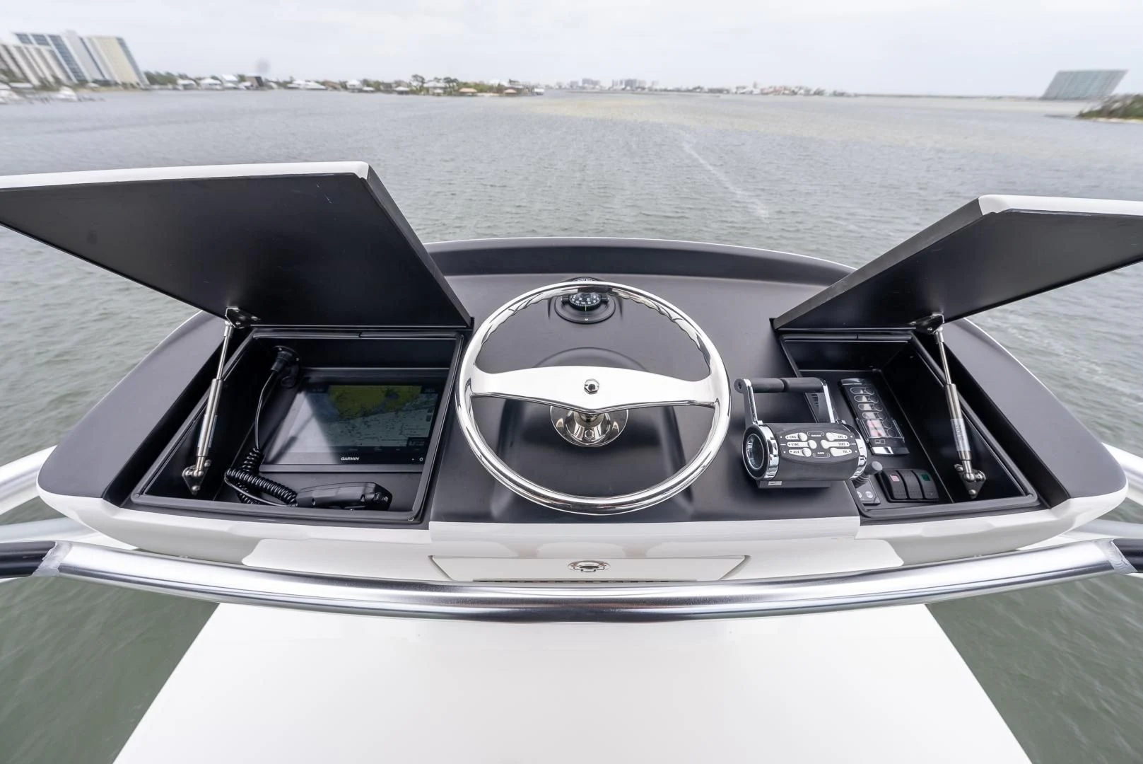the interior of a car aboard IT JUST TAKES TIME Yacht for Sale