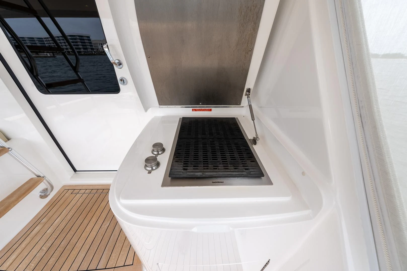 a white microwave oven aboard IT JUST TAKES TIME Yacht for Sale
