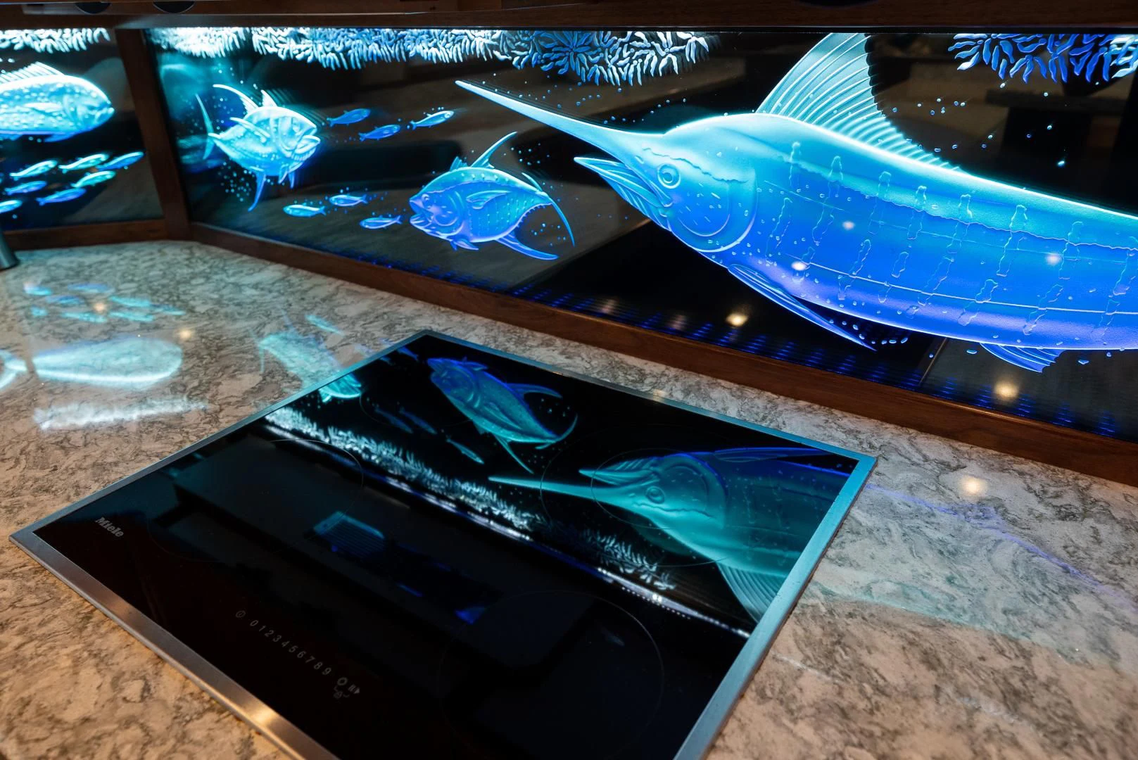 a black device with blue lights aboard IT JUST TAKES TIME Yacht for Sale