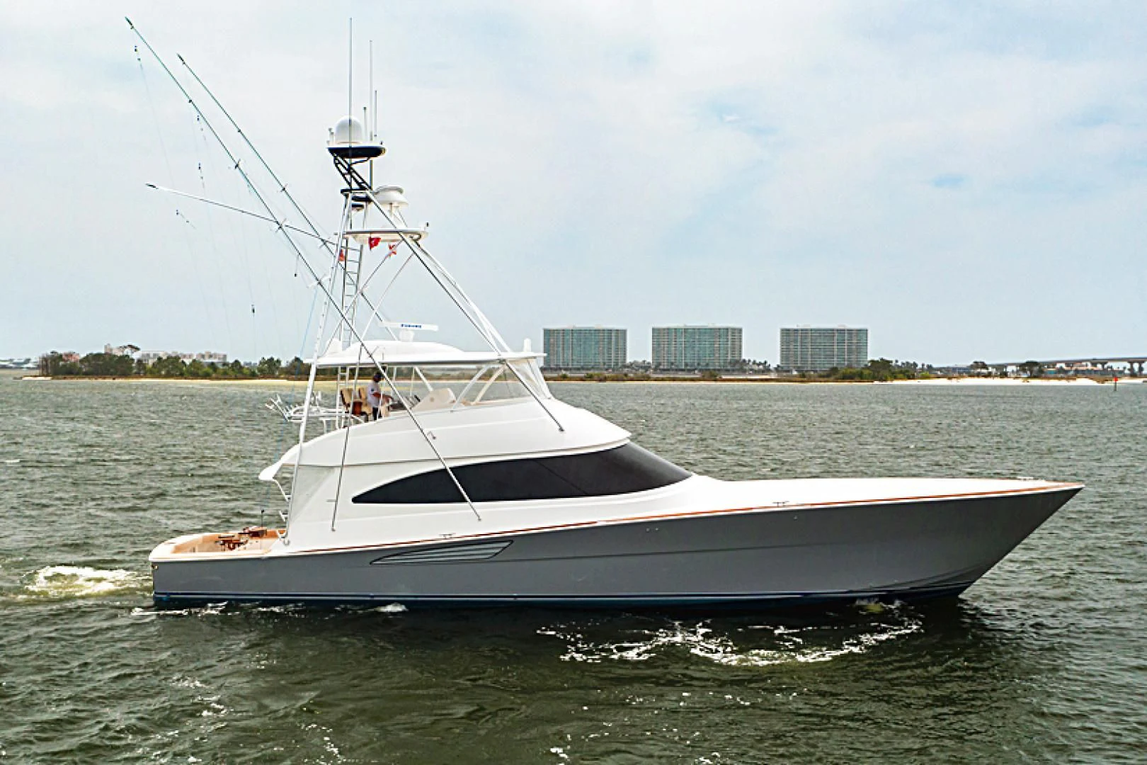 a boat on the water aboard IT JUST TAKES TIME Yacht for Sale