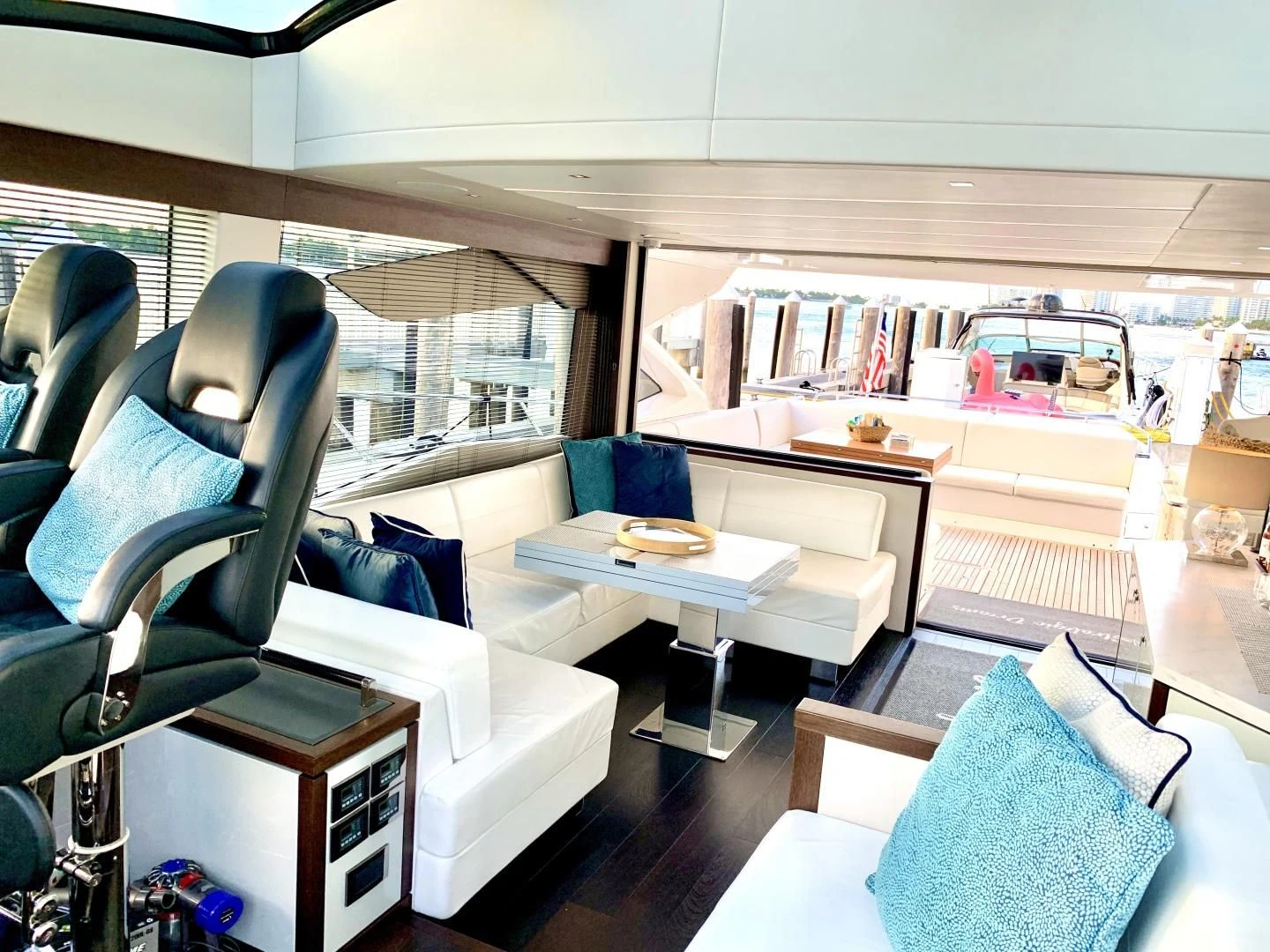 a room with a desk and chairs aboard STRATEGIC DREAMS Yacht for Sale