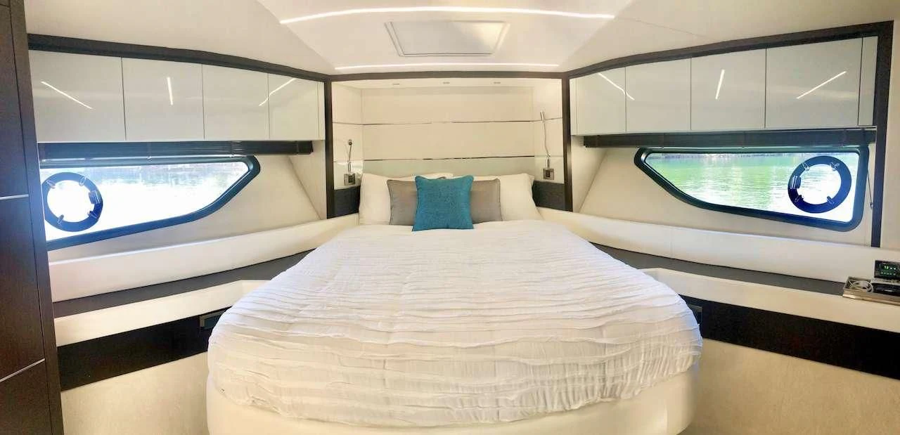 a bed in a room aboard STRATEGIC DREAMS Yacht for Sale