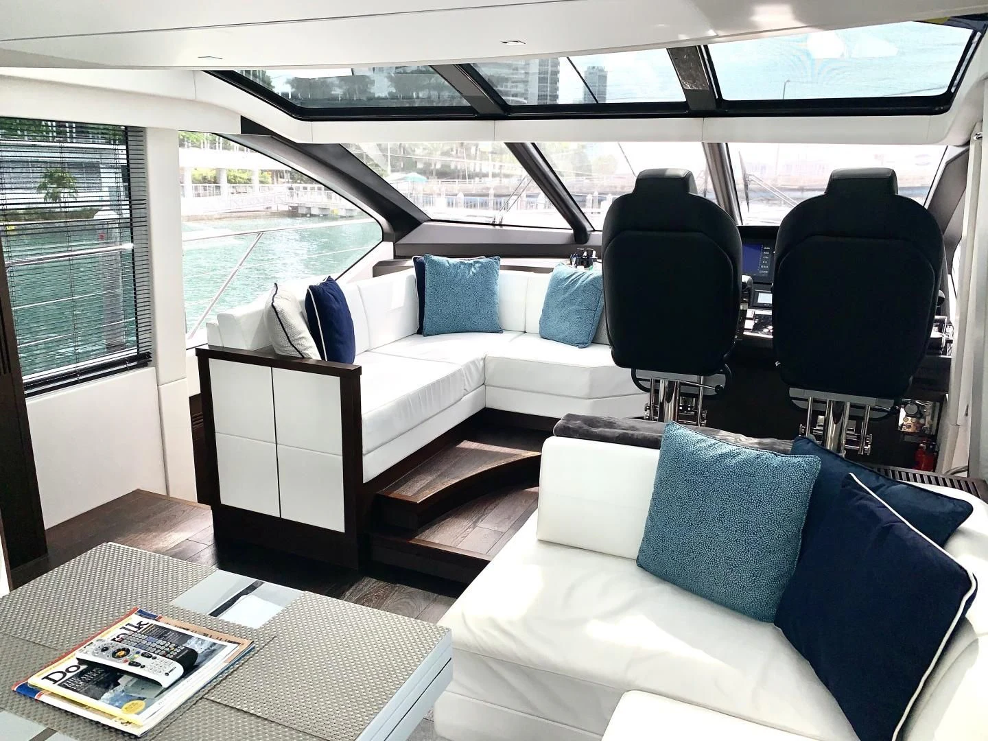a room with a couch and a table aboard STRATEGIC DREAMS Yacht for Sale