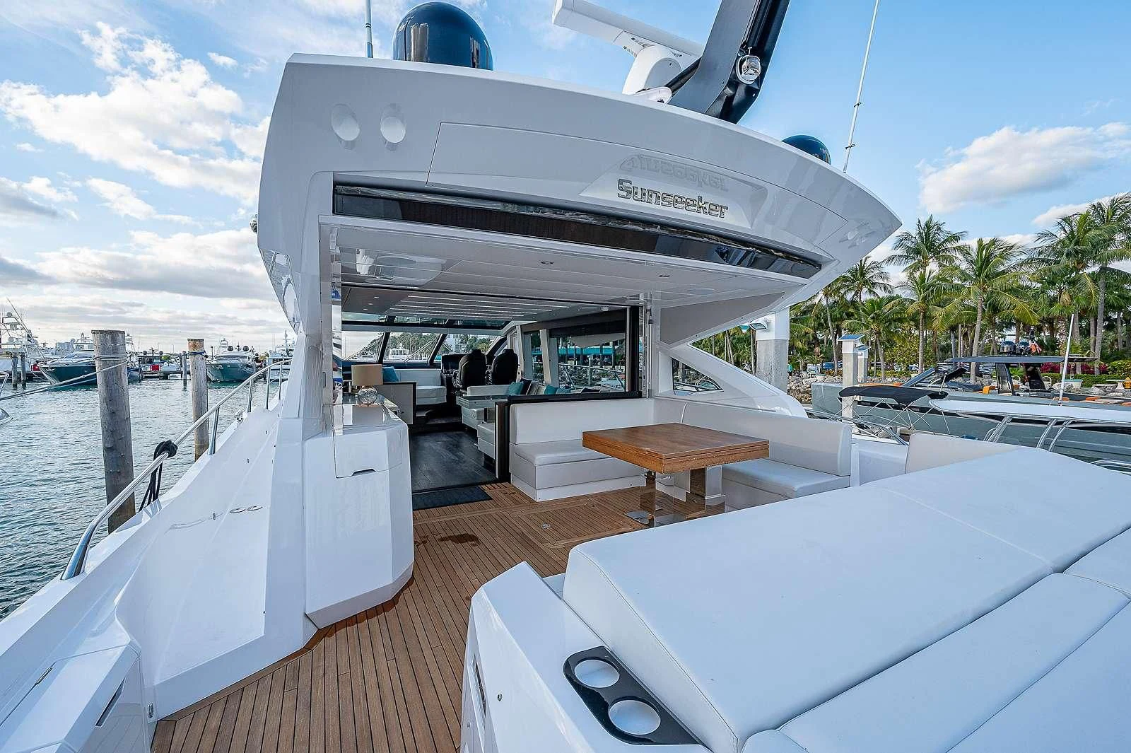 a boat on a deck aboard STRATEGIC DREAMS Yacht for Sale