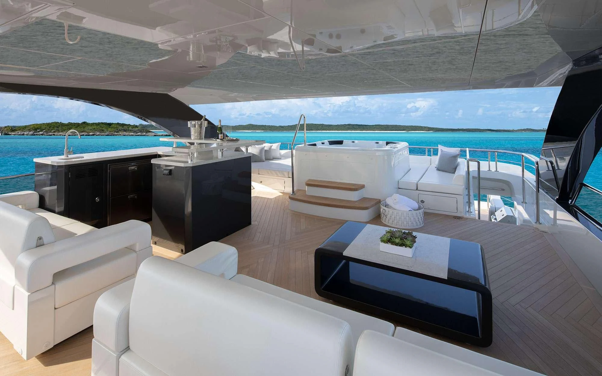 a modern living room with a pool aboard ENTREPRENEUR Yacht for Charter