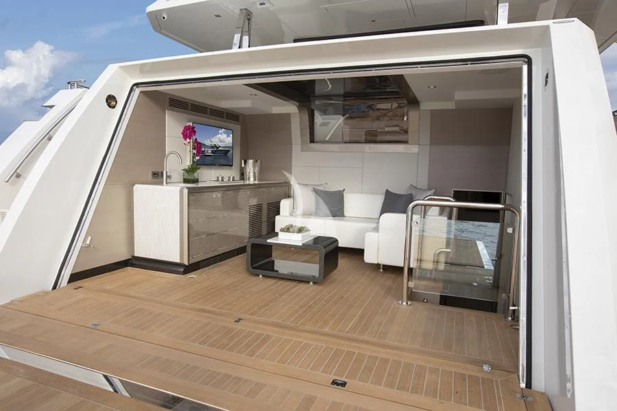 a room with a large open door aboard ENTREPRENEUR Yacht for Charter