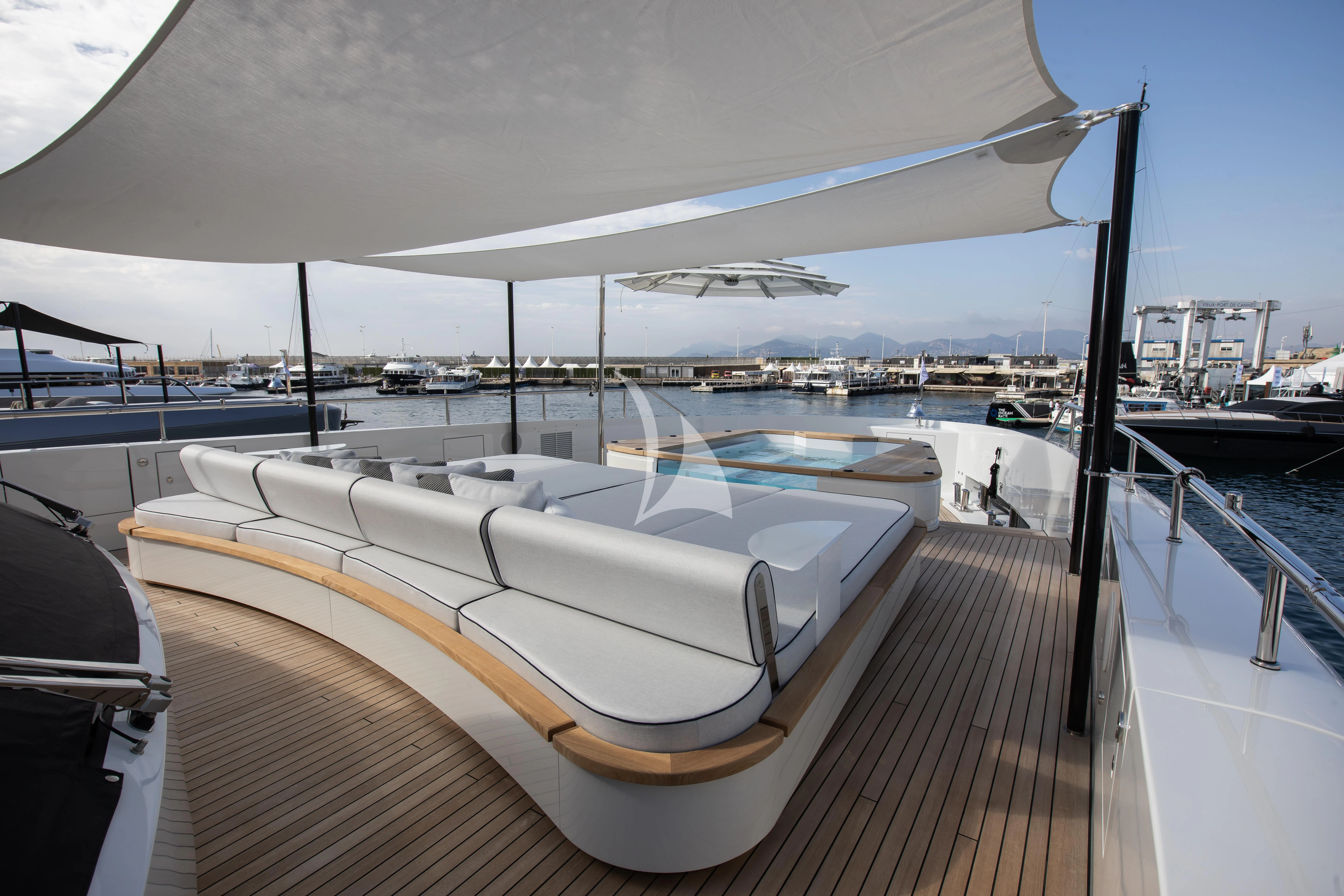 a boat on a deck aboard HAYAT Yacht for Sale