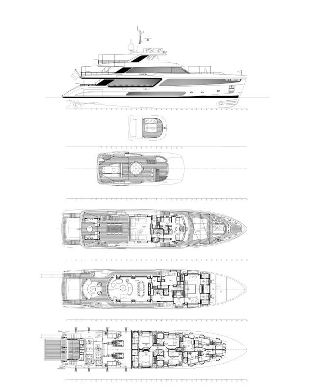 diagram, engineering drawing aboard HAYAT Yacht for Sale