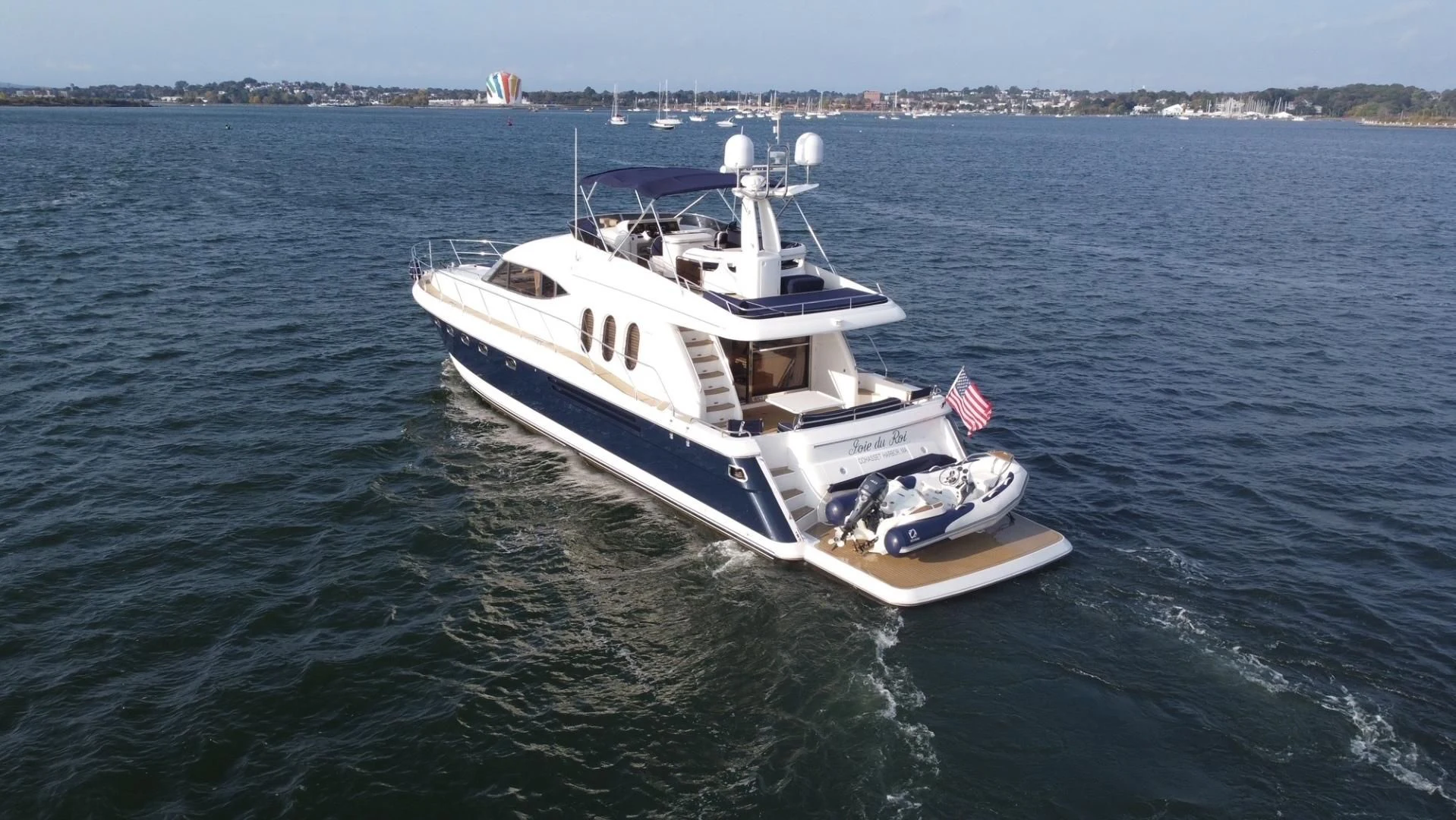 a boat on the water aboard JOIE DU ROI Yacht for Sale