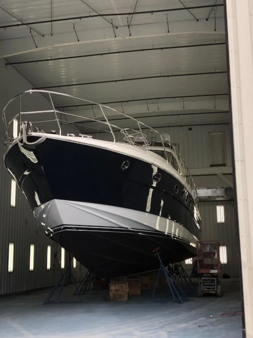 a boat in a garage aboard JOIE DU ROI Yacht for Sale