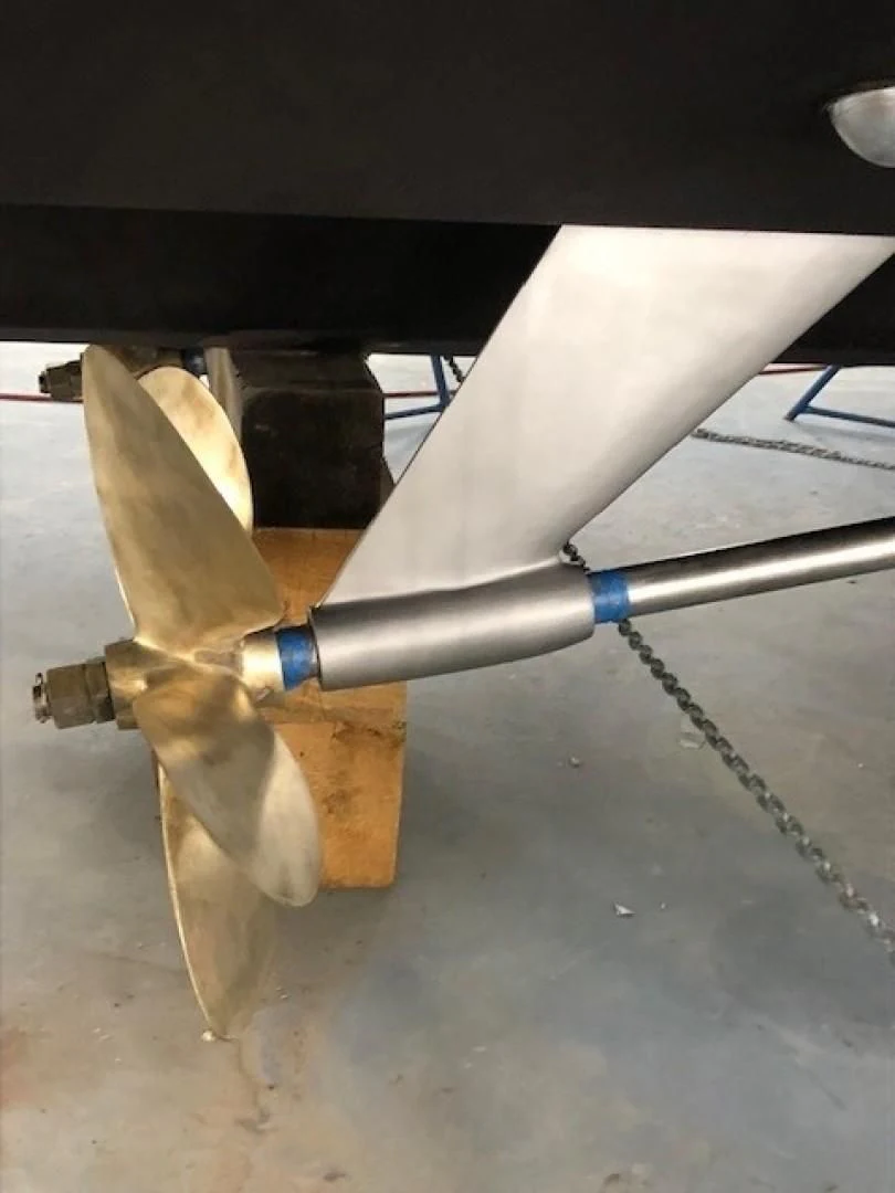 a close-up of a propeller aboard JOIE DU ROI Yacht for Sale