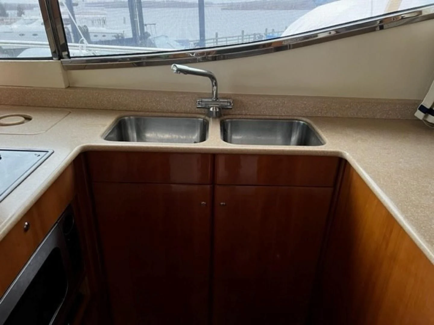 a kitchen sink with a faucet aboard JOIE DU ROI Yacht for Sale
