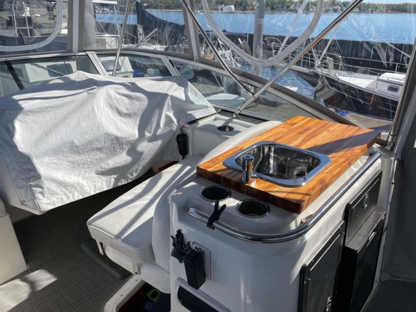 a boat with a metal frame aboard JOIE DU ROI Yacht for Sale