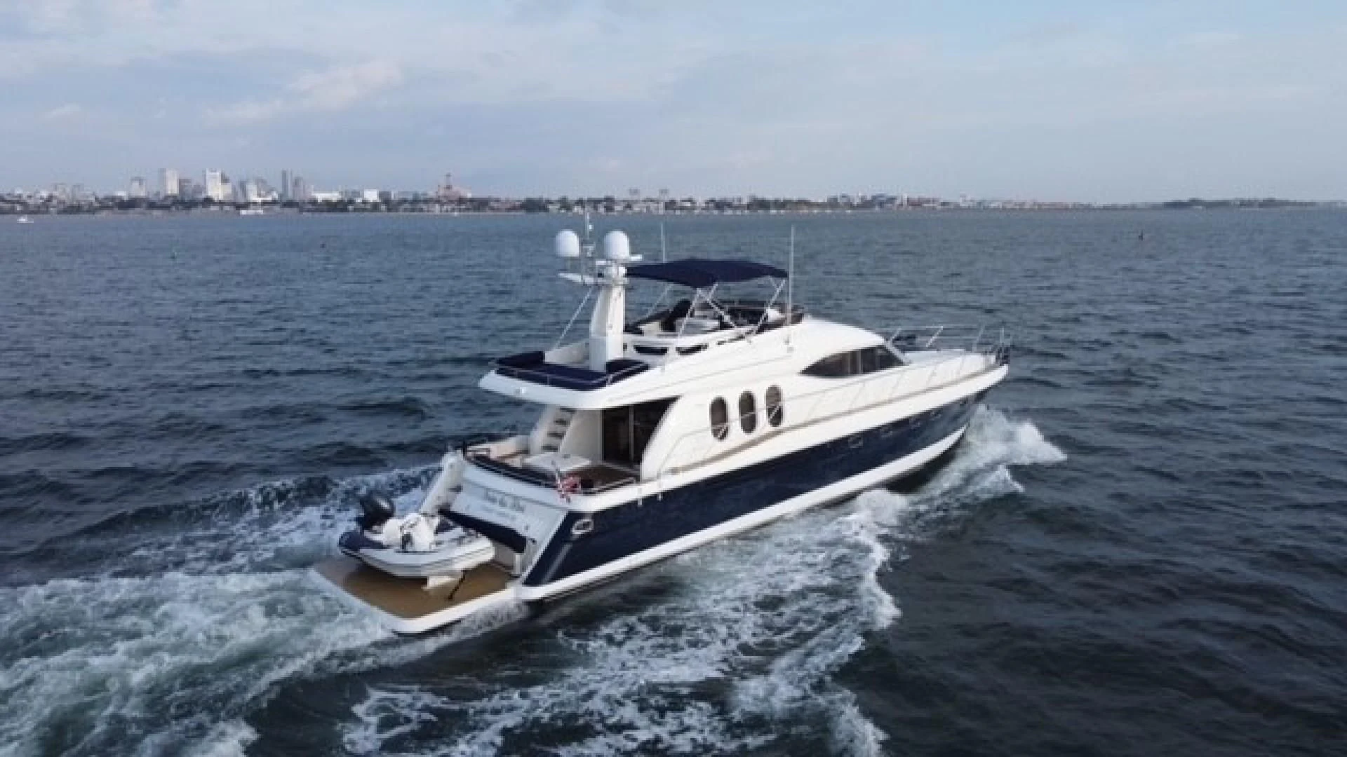a boat on the water aboard JOIE DU ROI Yacht for Sale