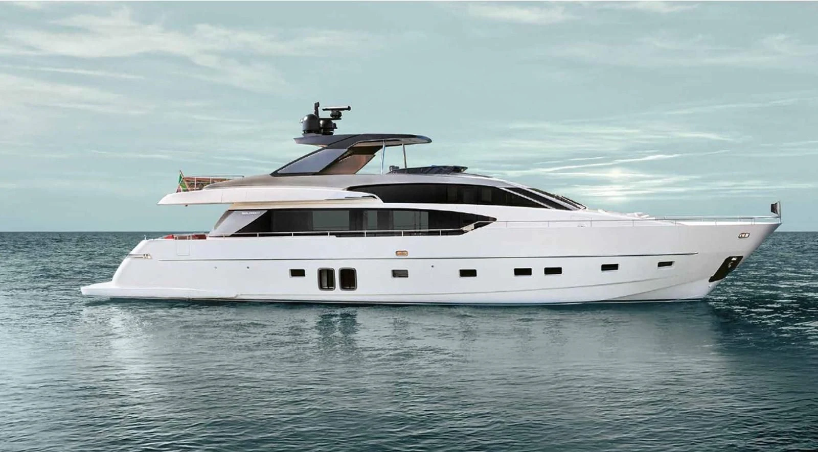 a white yacht in the water aboard ESSENZA Yacht for Sale