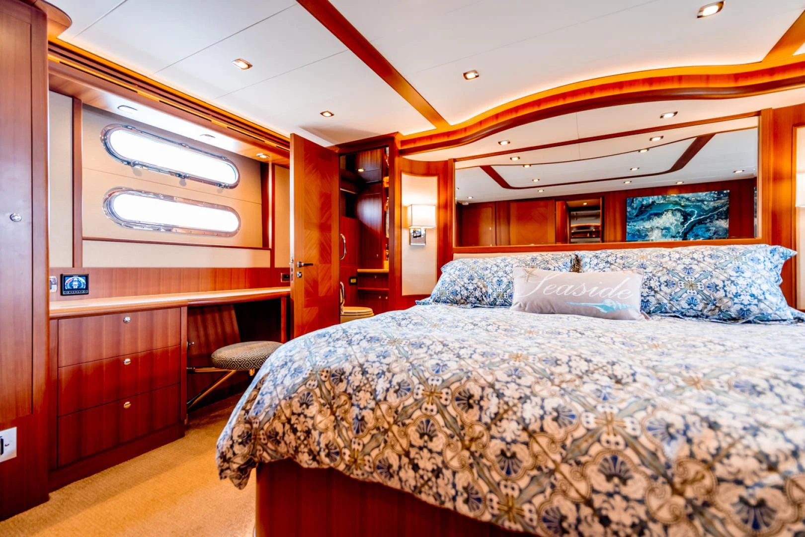 a bed in a cabin aboard MAHALO Yacht for Sale