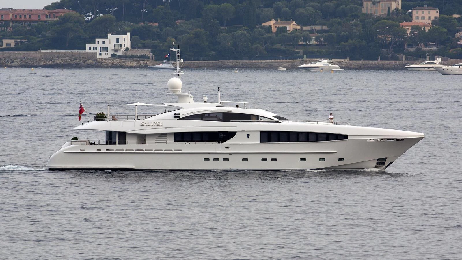 a white yacht in the water aboard TAURICA Yacht for Sale