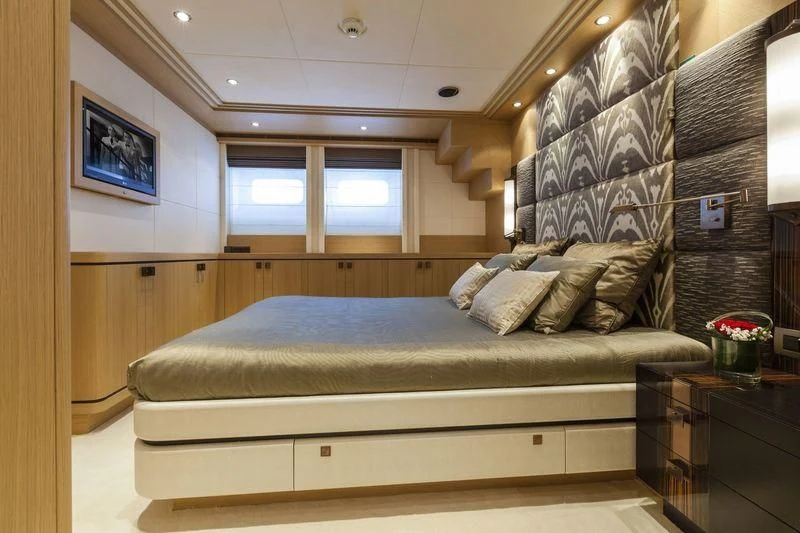 a bed in a room aboard TAURICA Yacht for Sale