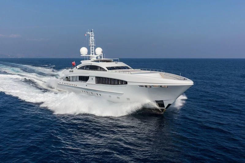 a white boat on the water aboard TAURICA Yacht for Sale