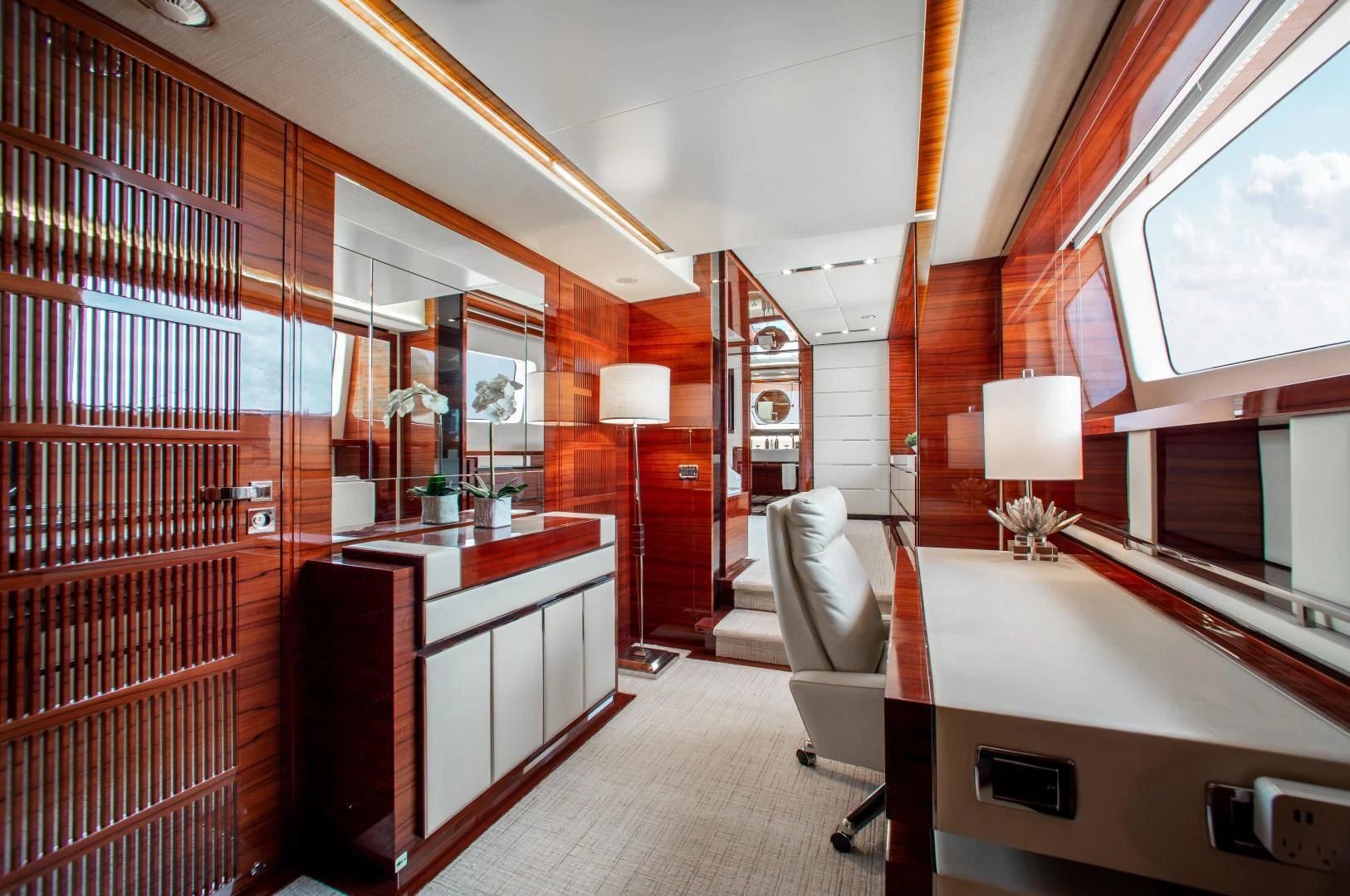 a room with a desk and a chair aboard ALLORA Yacht for Sale