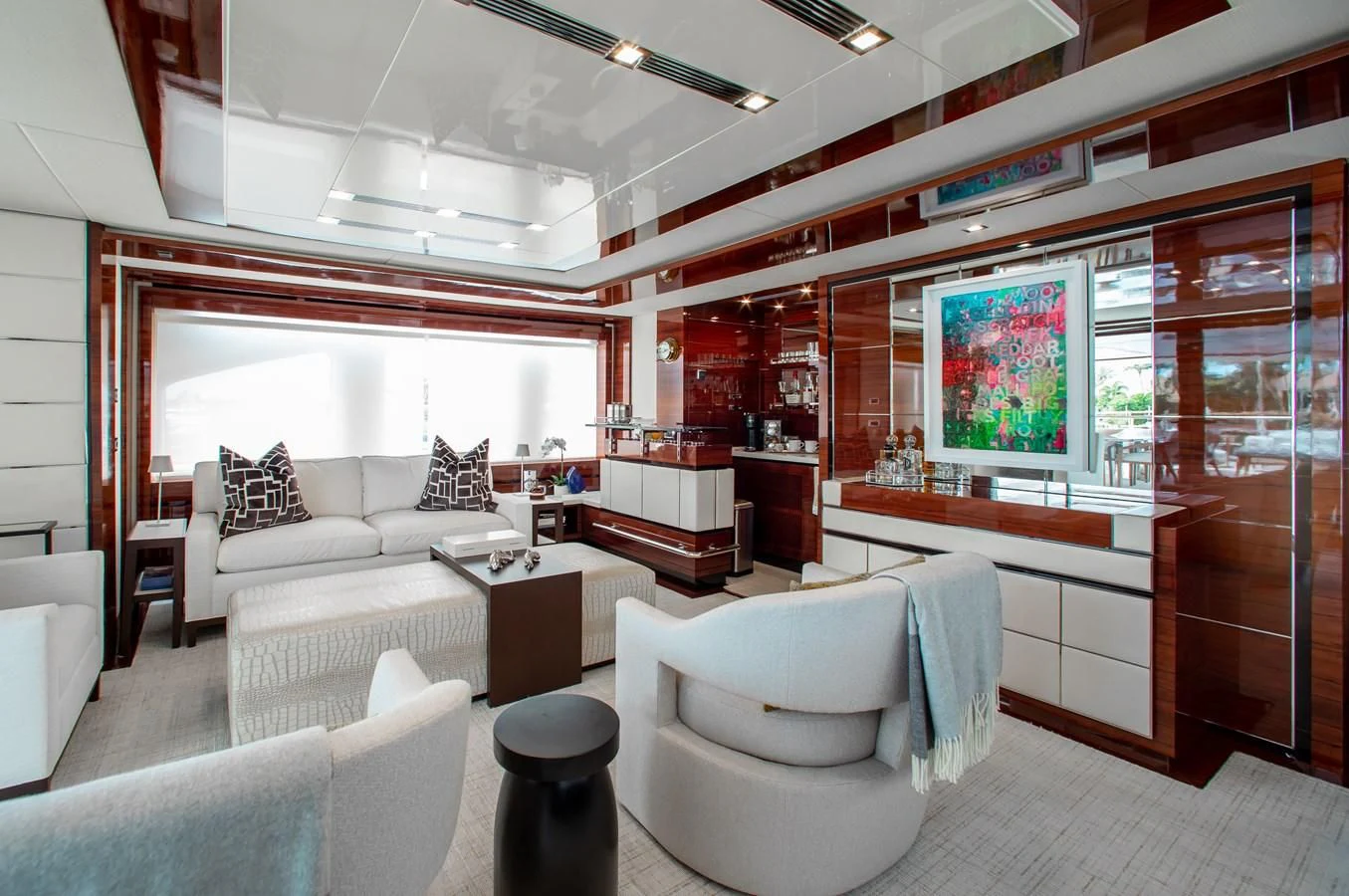a room with a couch and a table aboard ALLORA Yacht for Sale