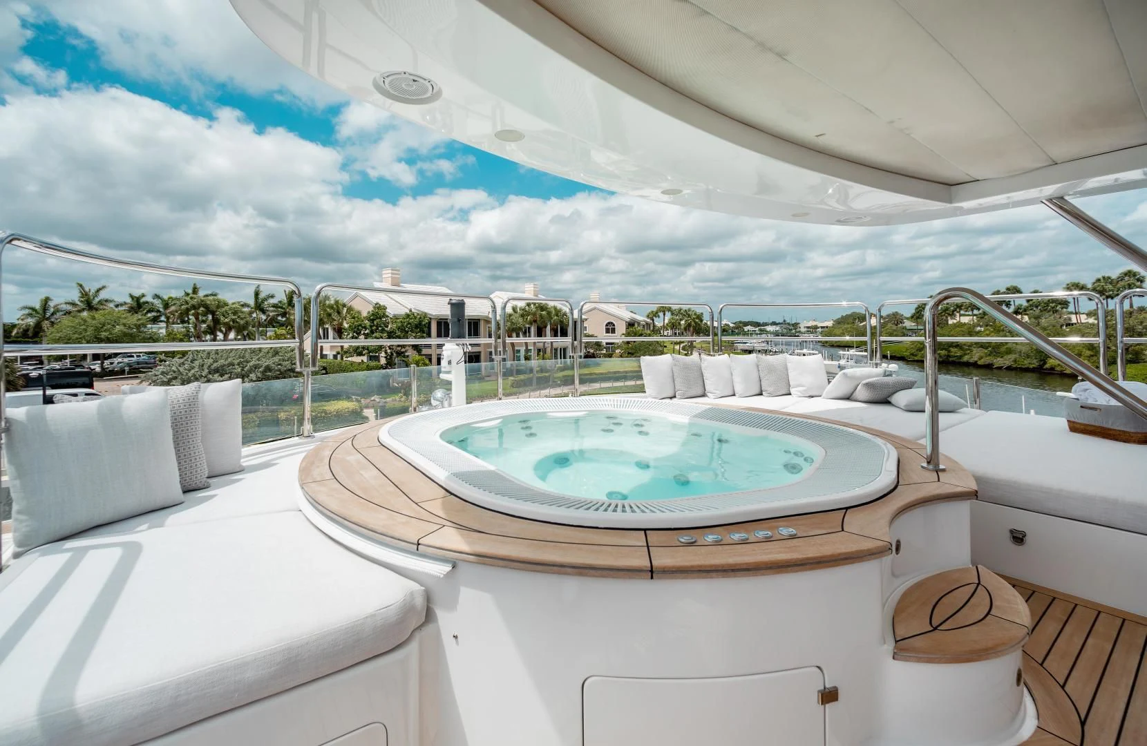 a large jacuzzi in a room with a large window aboard ALLORA Yacht for Sale