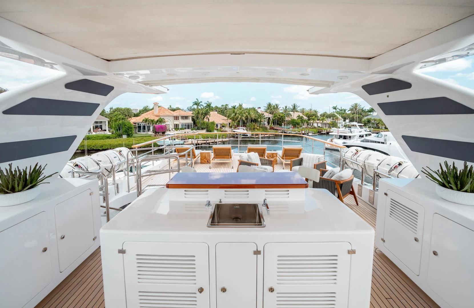 a room with a table and chairs aboard ALLORA Yacht for Sale