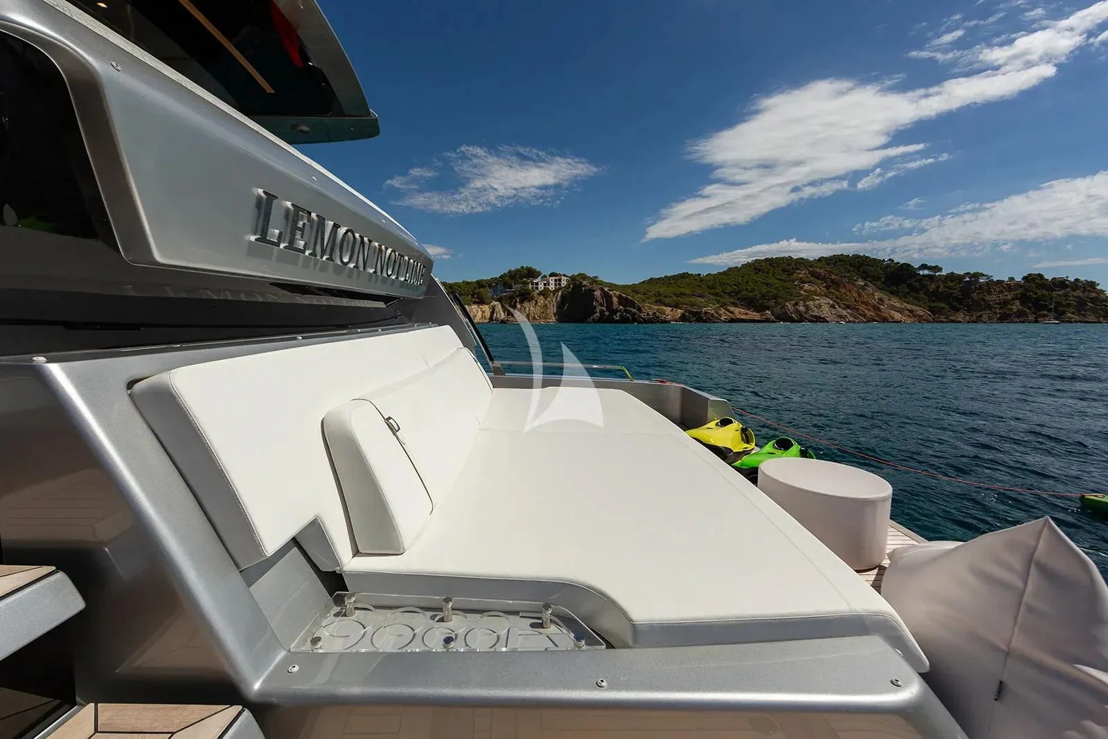 a person on a boat aboard LEMON NOT LIME Yacht for Sale