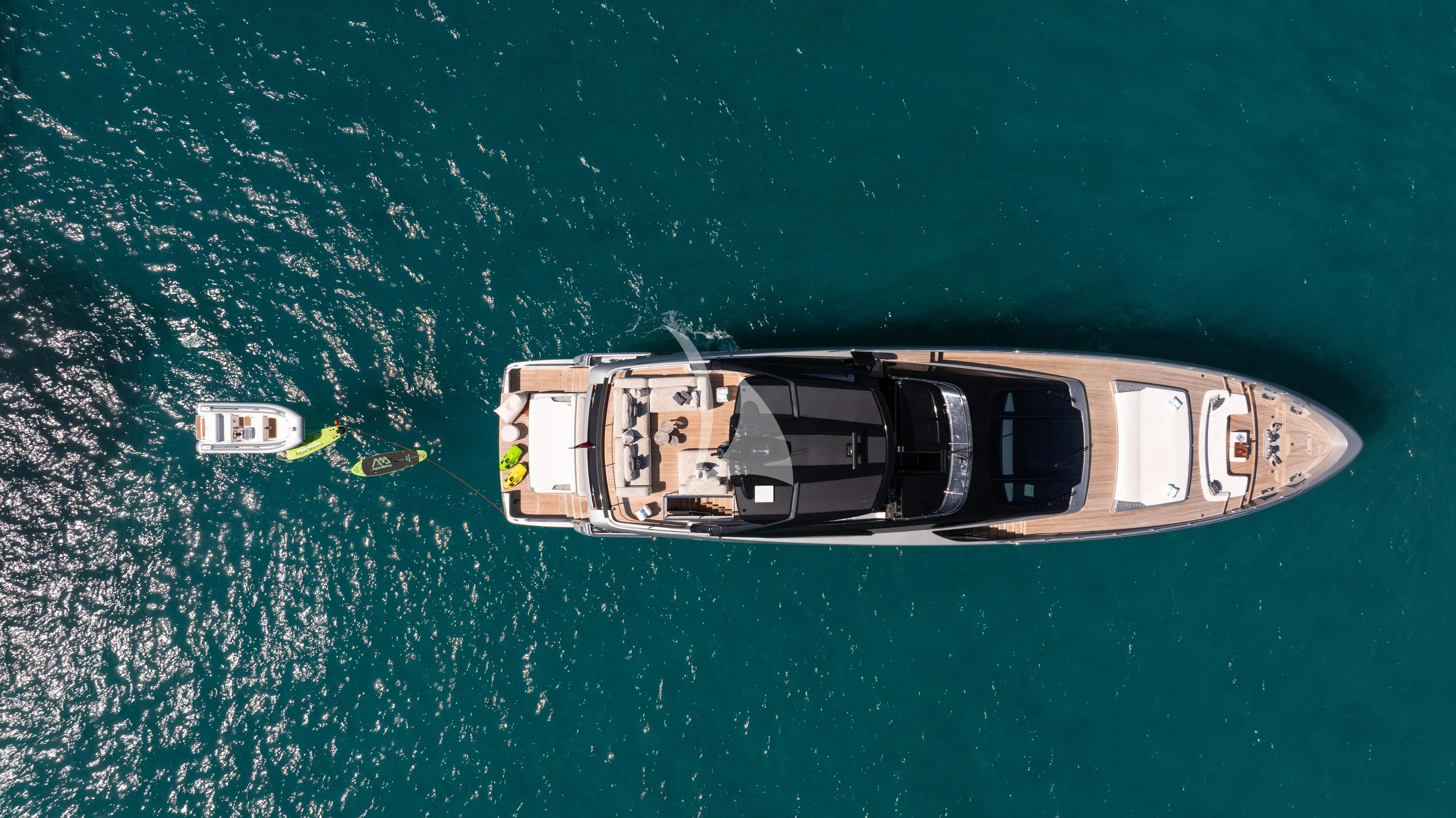 a high angle view of a submarine aboard LEMON NOT LIME Yacht for Sale