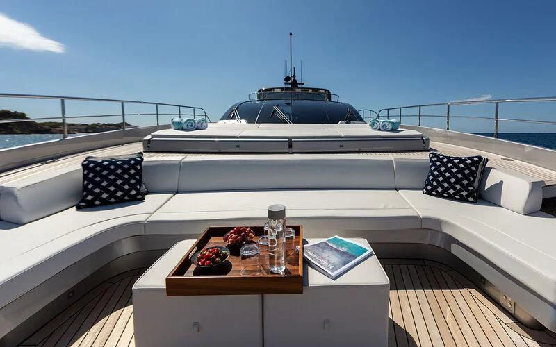 a table on a boat aboard LEMON NOT LIME Yacht for Sale
