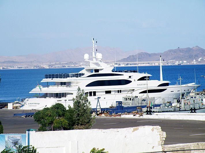 a large white ship aboard GALKYNYS Yacht for Sale