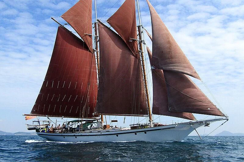 a large sailboat on the water aboard DALLINGHOO Yacht for Sale