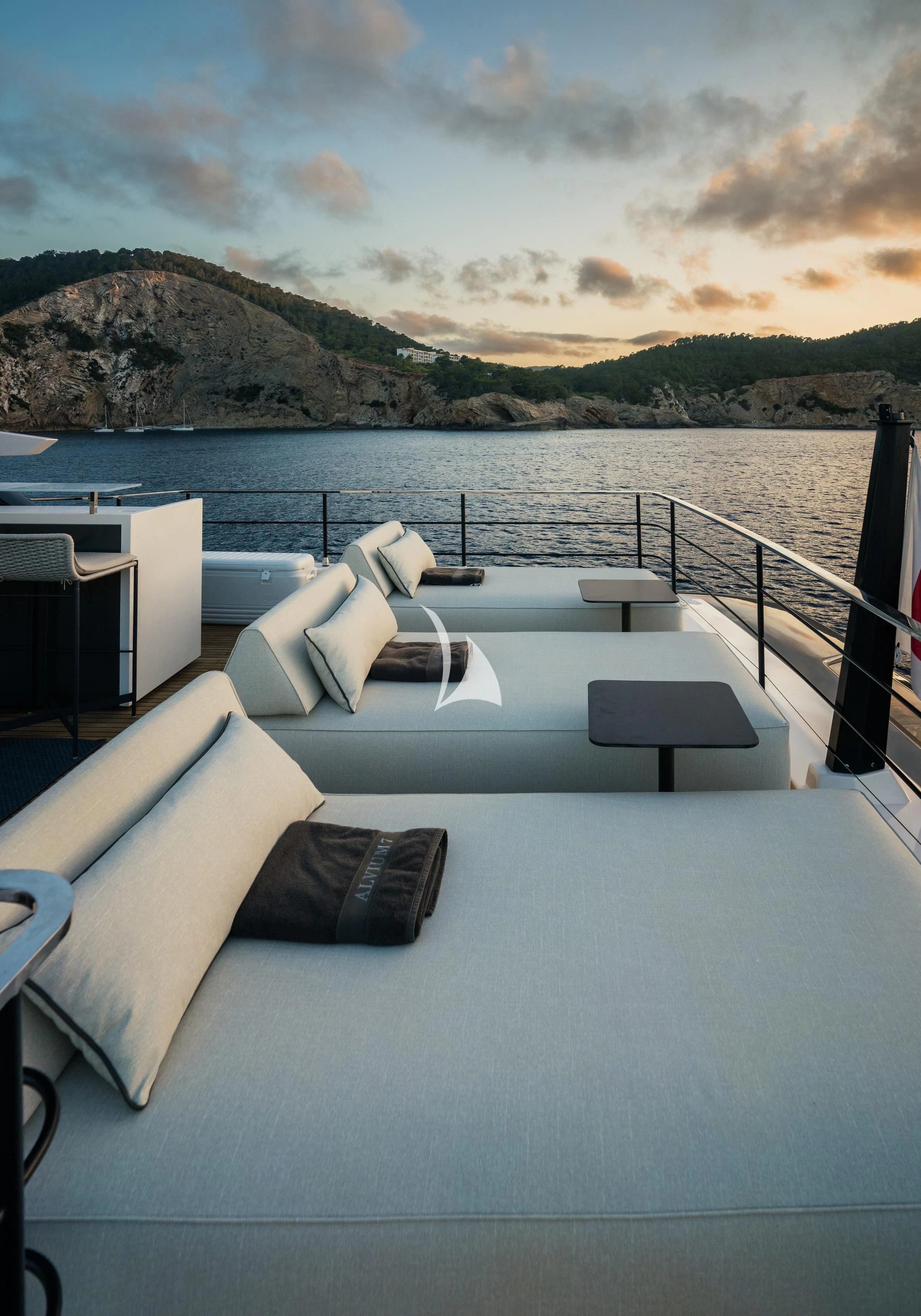 a lounge chair on a boat aboard ALVIUM Yacht for Sale