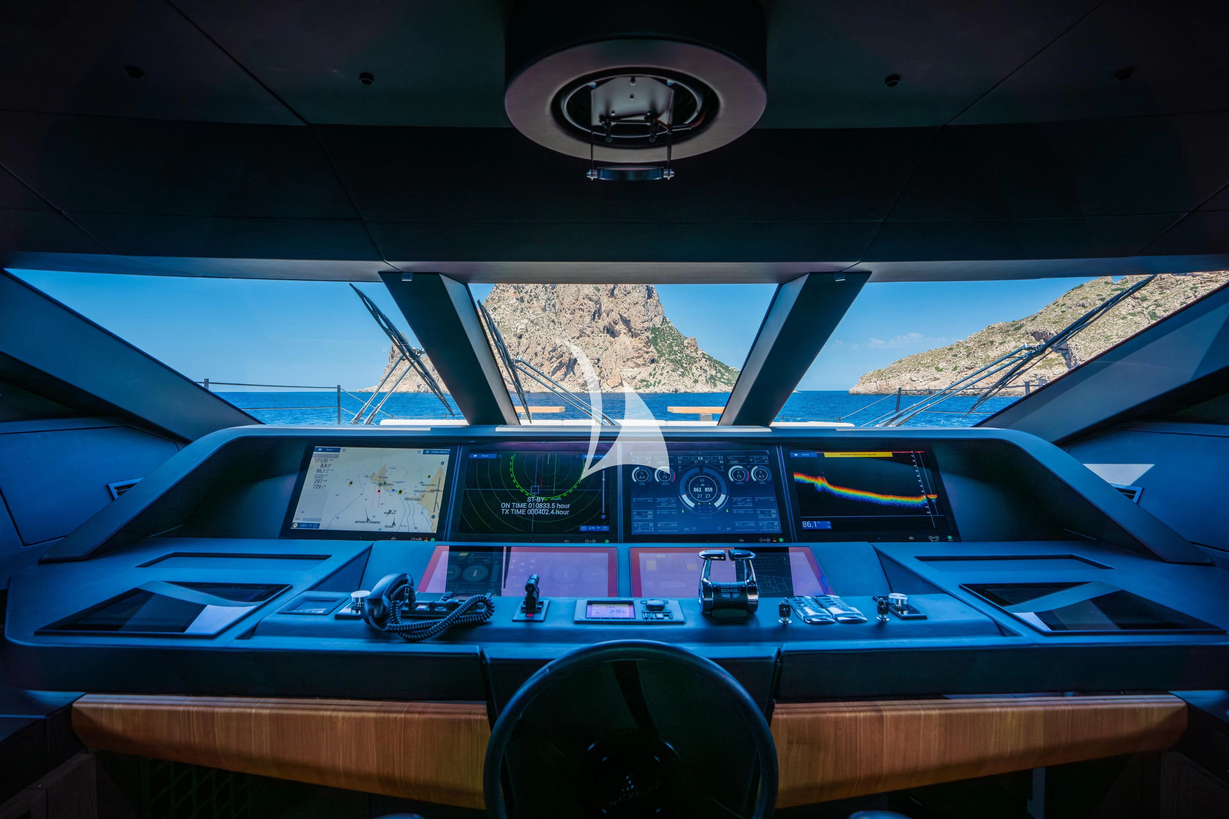 the inside of a car aboard ALVIUM Yacht for Sale