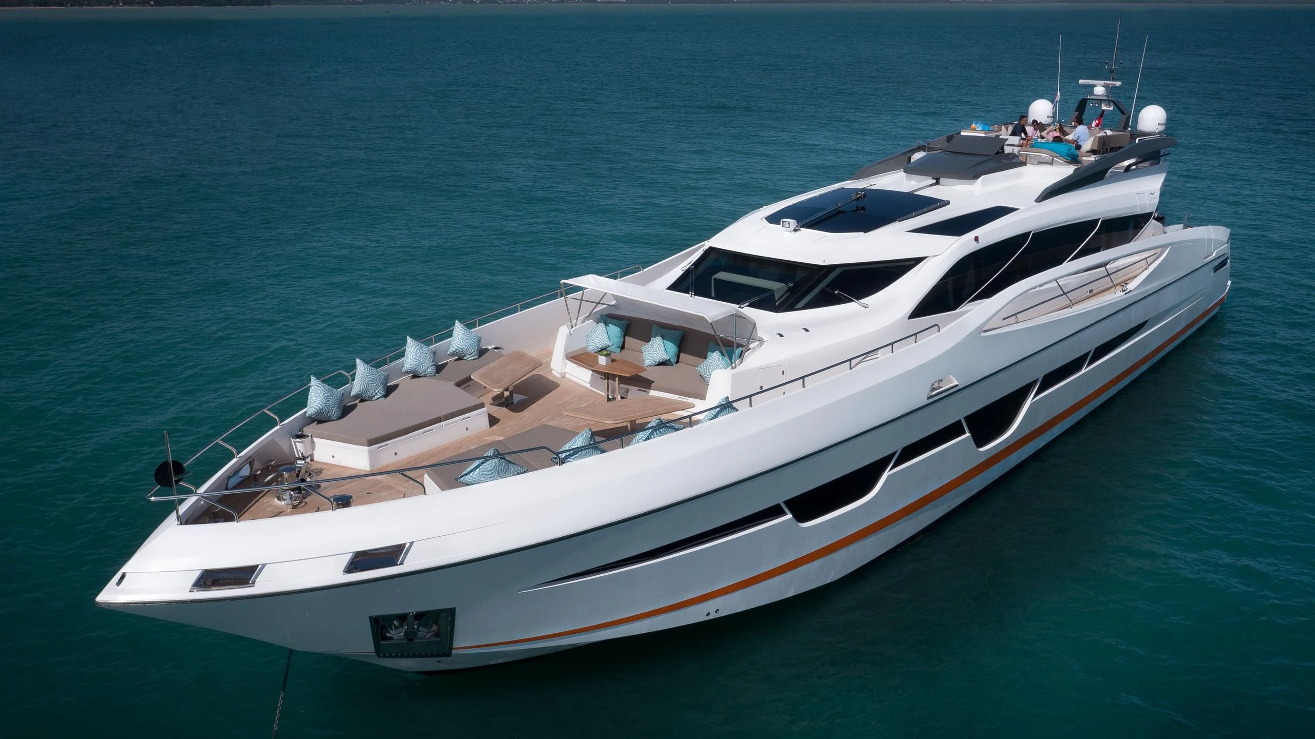 a white yacht on the water aboard DOLCE VITA Yacht for Sale