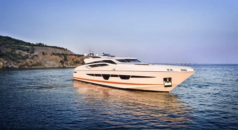 a white boat on the water aboard DOLCE VITA Yacht for Sale