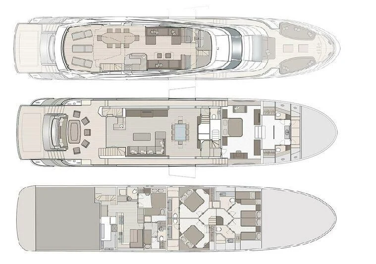 diagram, engineering drawing aboard DOLCE VITA Yacht for Sale