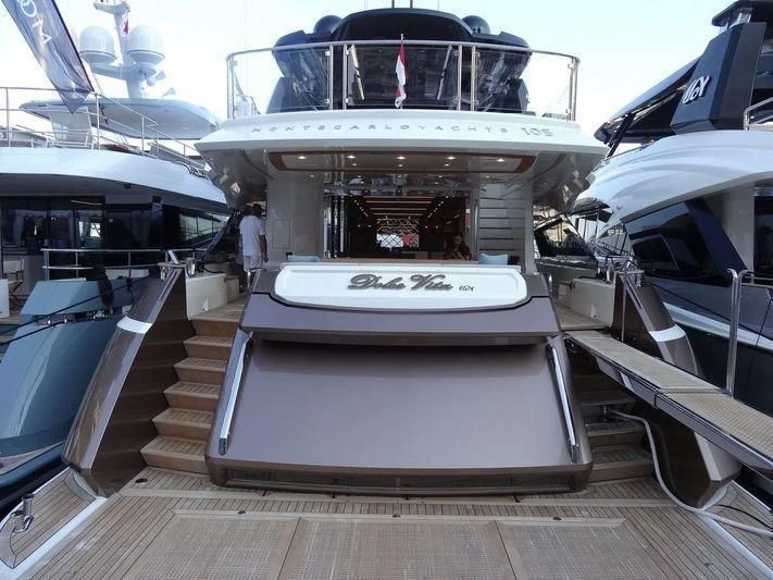 a boat with a staircase aboard DOLCE VITA Yacht for Sale