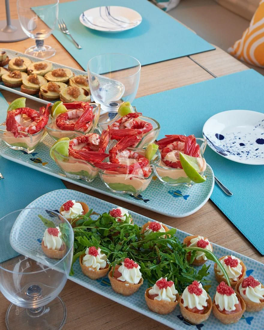 a table with food on it aboard H&CO Yacht for Sale
