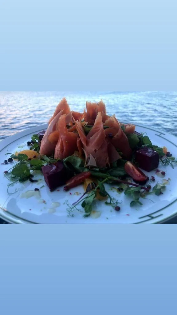 a plate of salad aboard H&CO Yacht for Sale