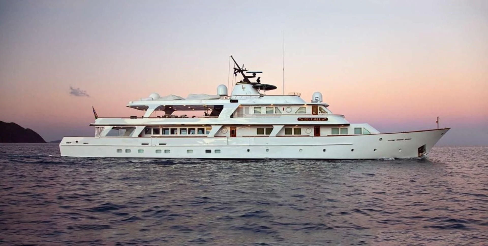 a large white boat in the water aboard BIG EAGLE Yacht for Sale