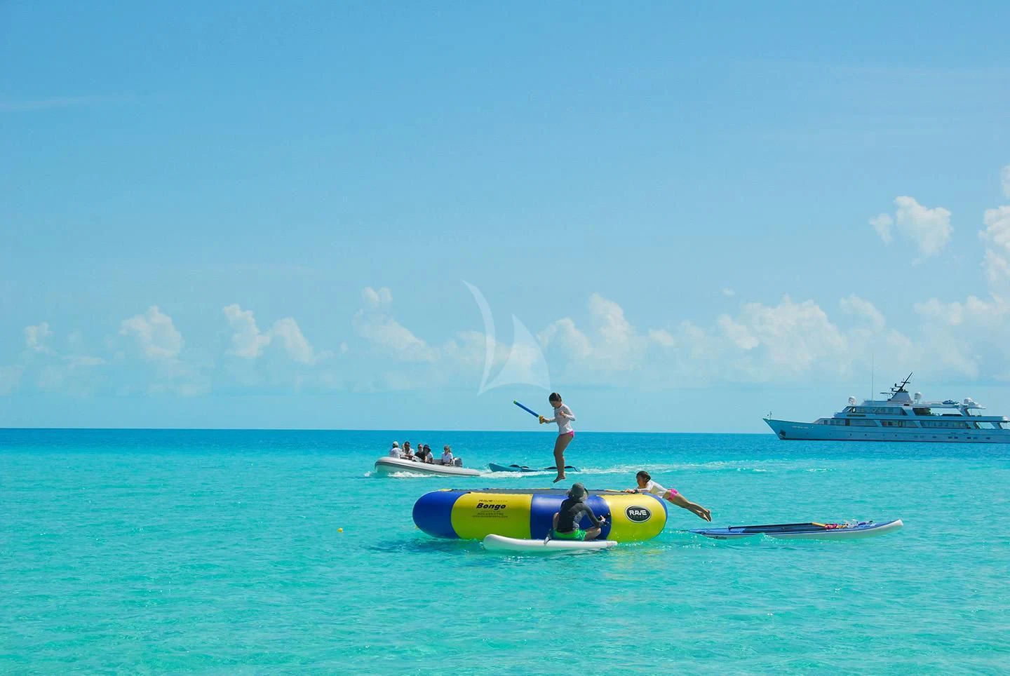 a group of people on a boat aboard BIG EAGLE Yacht for Sale