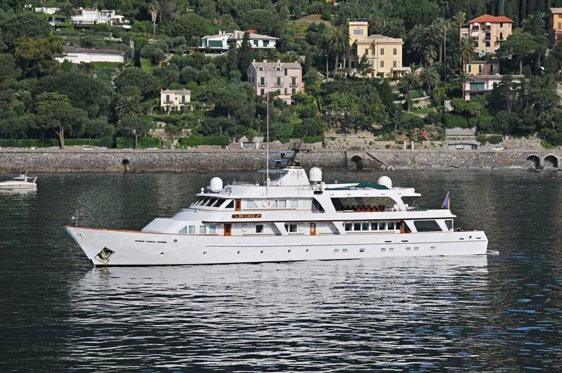 a white boat in the water aboard BIG EAGLE Yacht for Sale