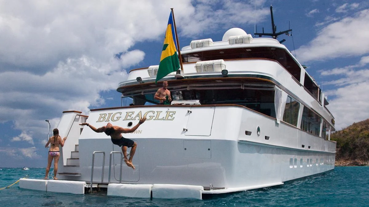 a boat with people on it aboard BIG EAGLE Yacht for Sale