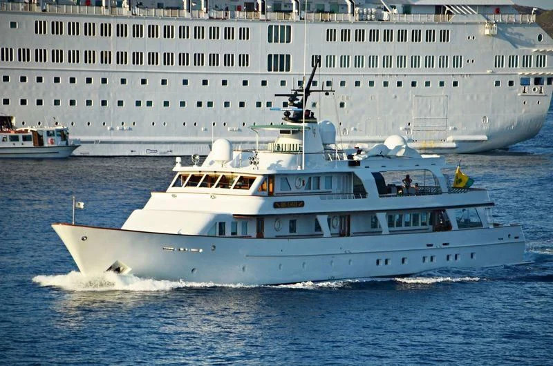 a large white boat in the water aboard BIG EAGLE Yacht for Sale