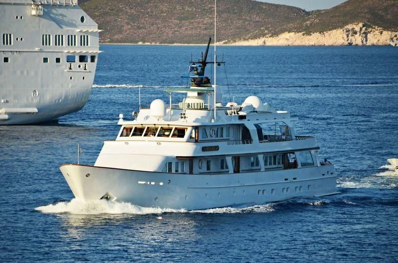 a couple of white boats in the water aboard BIG EAGLE Yacht for Sale