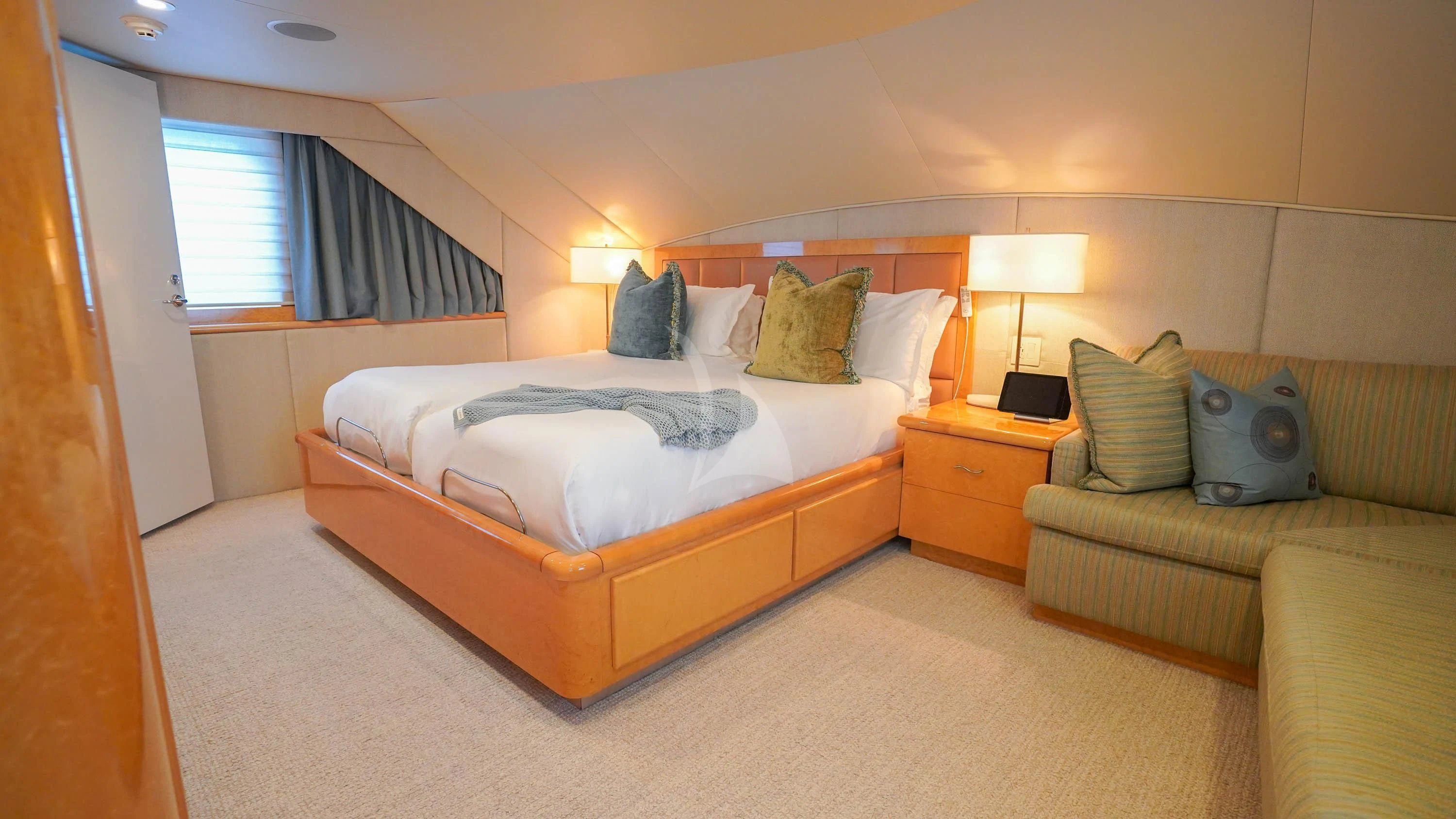 a bed in a hotel room aboard BIG EAGLE Yacht for Sale