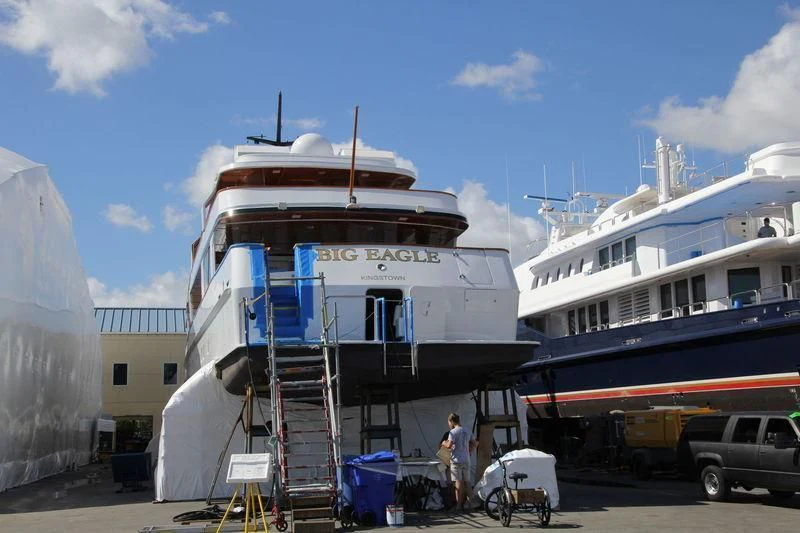a boat on a trailer aboard BIG EAGLE Yacht for Sale