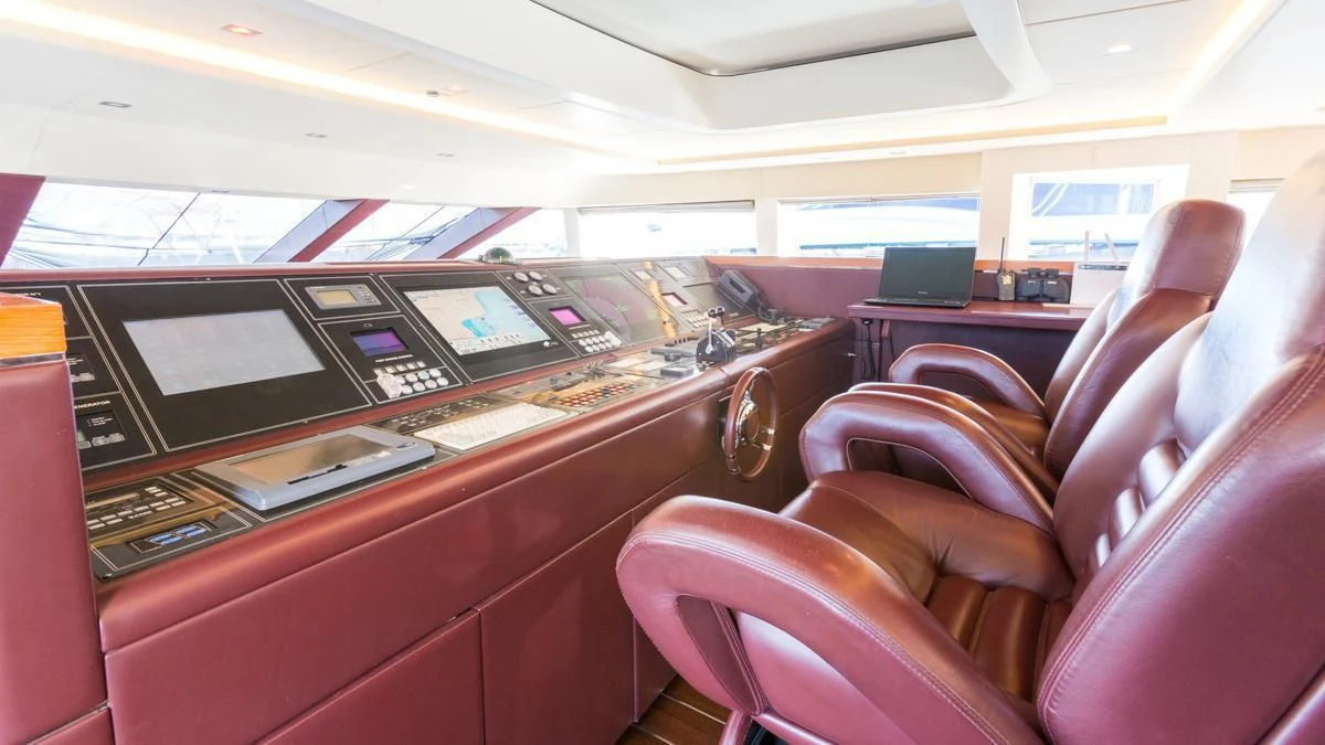 a piano in a room aboard BLUE DEVIL Yacht for Sale